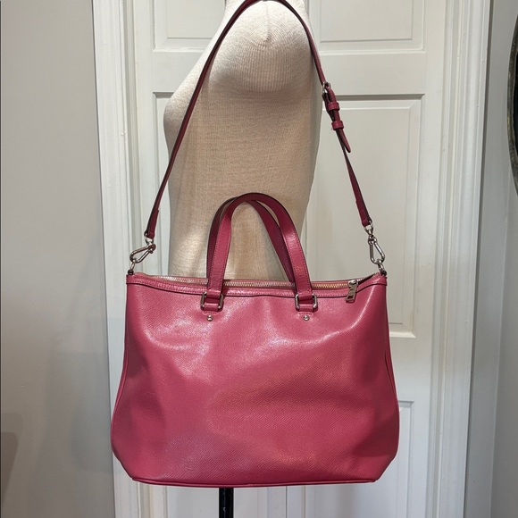 Coach fuchsia pink calf skin leather two way tote - Picture 6 of 16